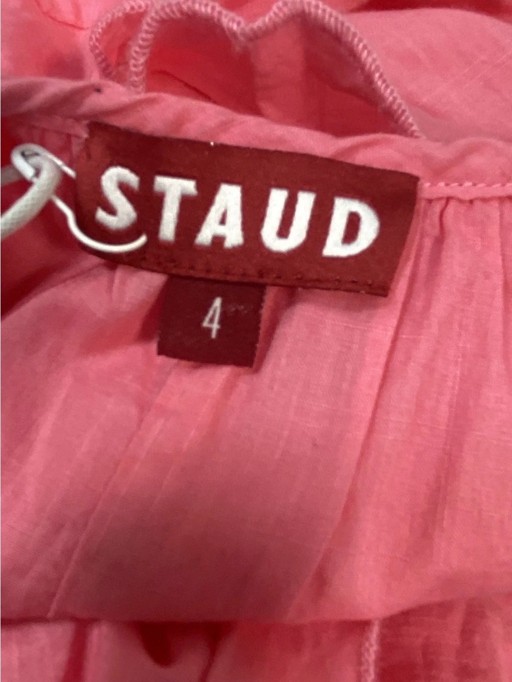 NWT STAUD Marike Coral Pink Ruffle Halter Maxi Dress Wedding Guest Dress Size 4 - Picture 6 of 8